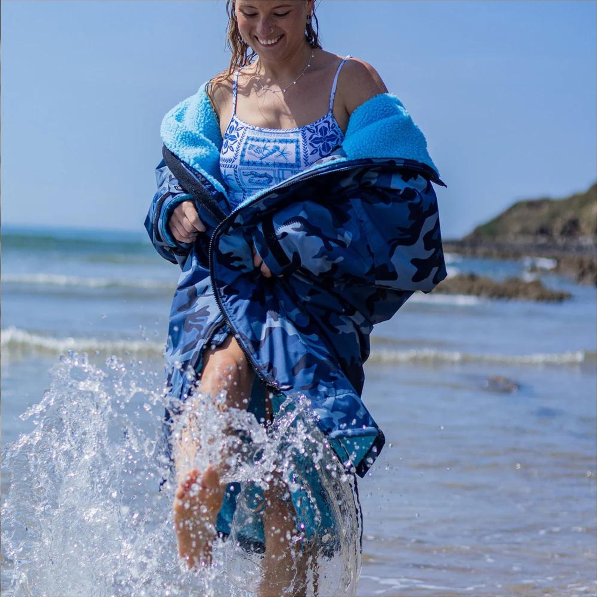 2026 Dryrobe Advance Roupão De Troca De Roupa De Manga Comprida DALSV3 - Blue / Camuflagem